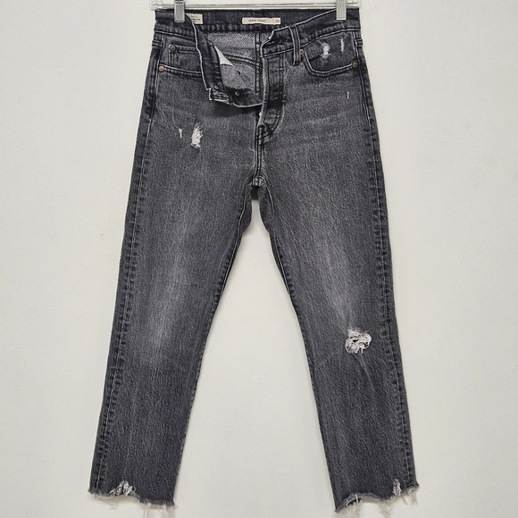 LEVI'S WEDGIE STRAIGHT DISTRESSED GRAY JEANS WOMEN'S SIZE 26 - Picture 1 of 11
